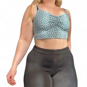 Abercrombie & Fitch Blue and white polka dot tank crop top